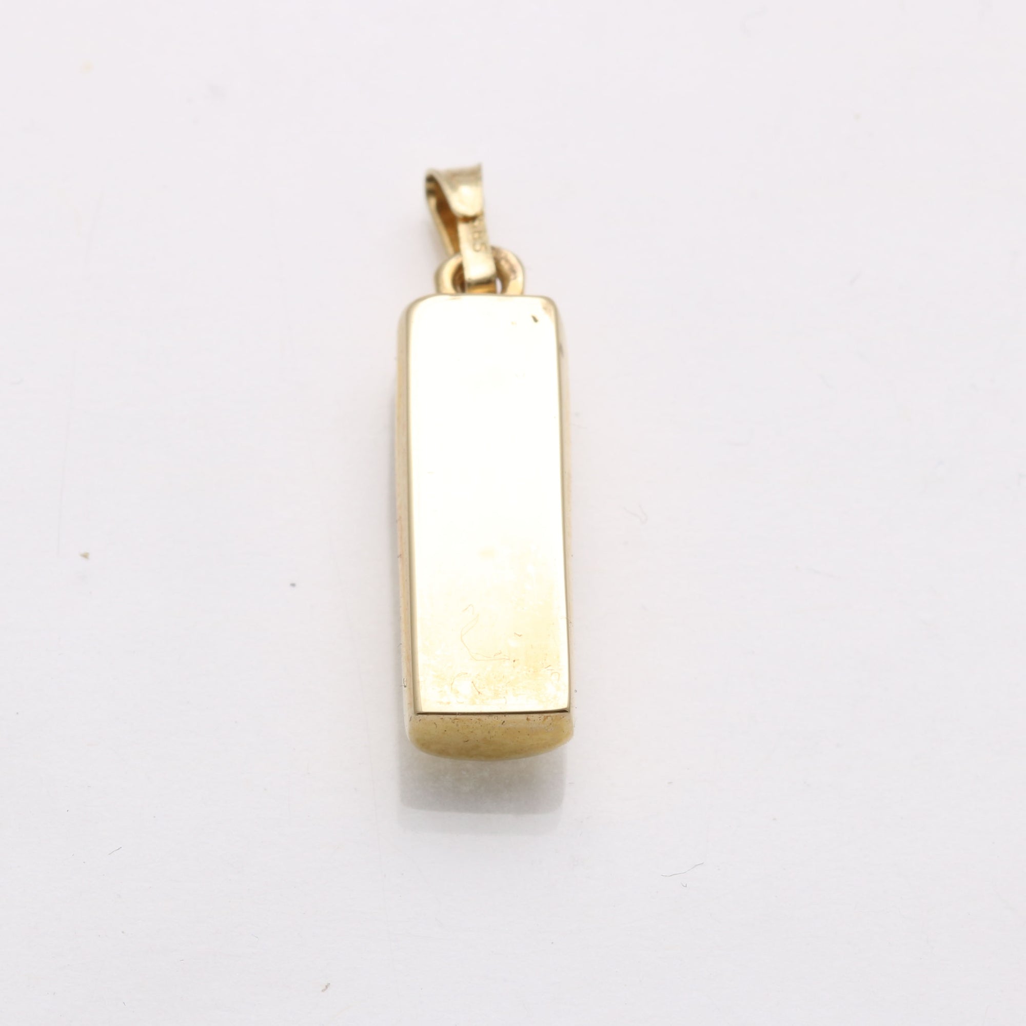 14k yellow gold Mezuzah pendant Chai Modern - JewelryJudaica