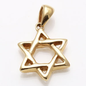 14k Yellow gold Large Woven Star of David Thick Smooth - JewelryJudaica