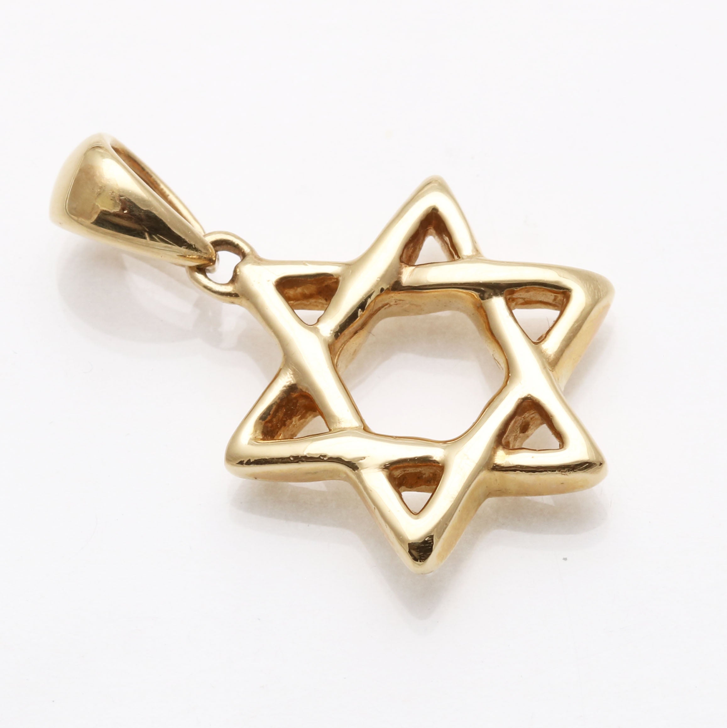 14k Yellow gold Large Woven Star of David Thick Smooth - JewelryJudaica