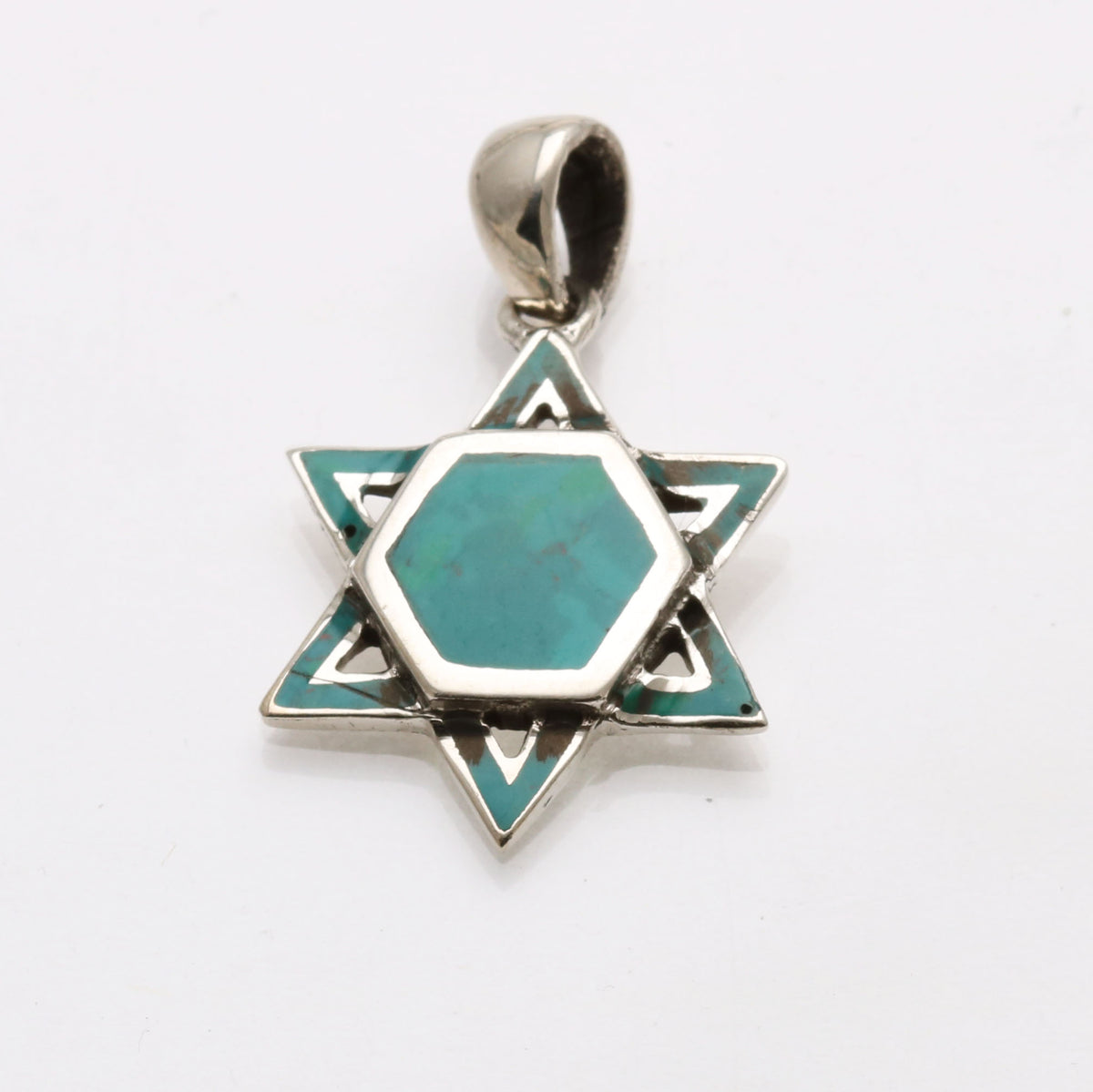 Sterling Silver Eilat Stone Star of David Pendant - JewelryJudaica