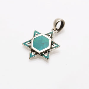 Sterling Silver Eilat Stone Star of David Pendant - JewelryJudaica