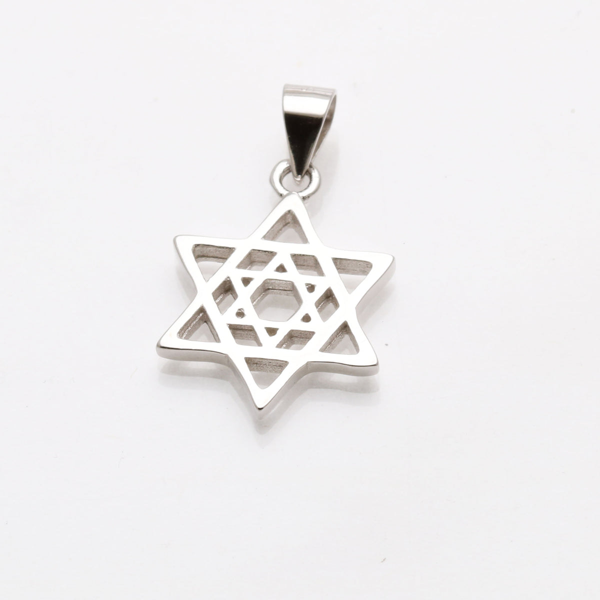 Sterling Silver Double Star of David Pendant - JewelryJudaica