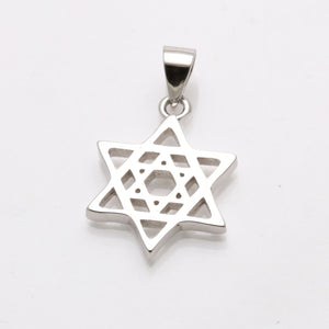 Sterling Silver Double Star of David Pendant - JewelryJudaica