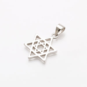 Sterling Silver Double Star of David Pendant - JewelryJudaica